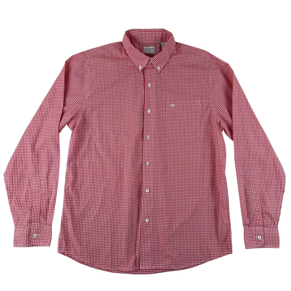 Preppy Gingham Button Down Cotton Blend Check Shirt Large Dockers